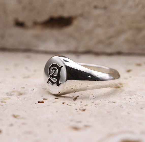 Sterling Silver Old English Year Ring Pinky Rings For Women Custom