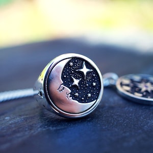 Celestial Signet, Moon and Stars Ring