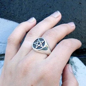 Pentagram Ring, Pentacle Signet, Star Signet Ring