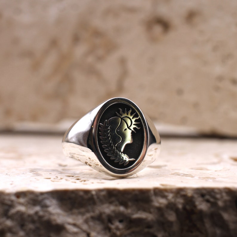 Virgo Signet Ring, Star Sign Ring, Minimalist Zodiac Jewellery, Oval Signet Ring image 3