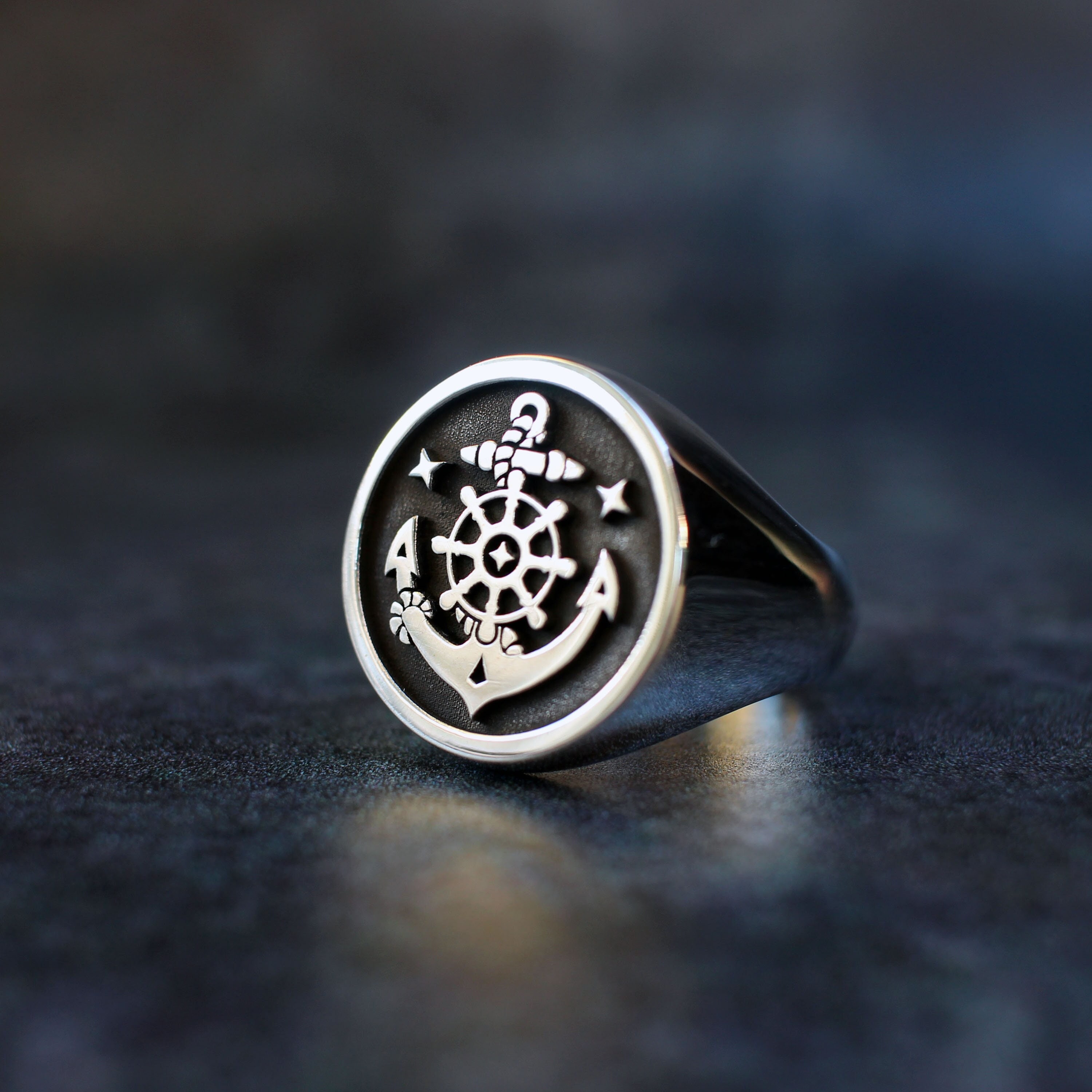 First Mate Ring Anchor Ring Mens Nautical Ring Etsy Australia