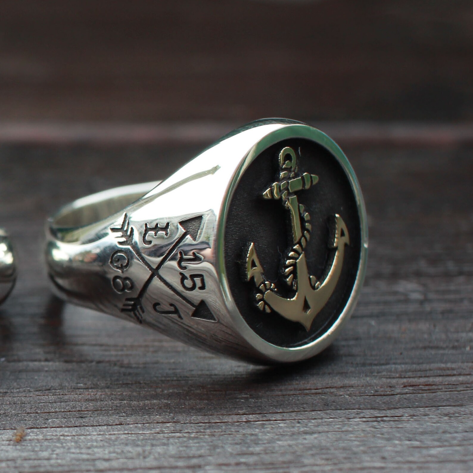 ANCHOR RING / Mens Silver Ring / Anchor Ring / Etsy
