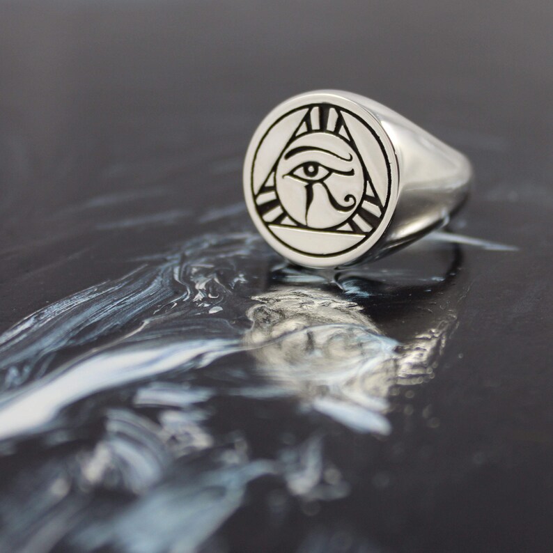 Men's Eye Of Horus Stainless Steel Ring – Egyptian Protection Symbol Signet Ring, Hypoallergenic & Scratch Resistant - View #6