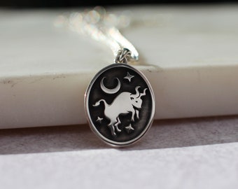 Taurus Pendant, Zodiac Astrology necklace