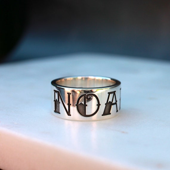 Name Ring Tattoo Font Customisable Ring Flat Band Ring - Etsy Singapore Name Ring Tattoo Font Customisable Ring Flat Band Ring - Etsy Singapore