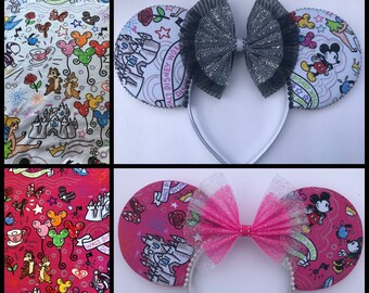 Disney Sketch Inspired *Pink, White, & Black* Mouse Ears