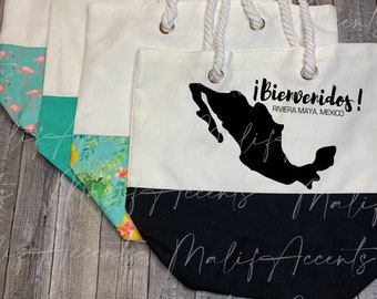 Welcome Bag, Beach Bag for Destination Wedding, Bachelorette, Family Vacation, Bridal Party Gift, Mexico, Dominican Republic, Jamaica