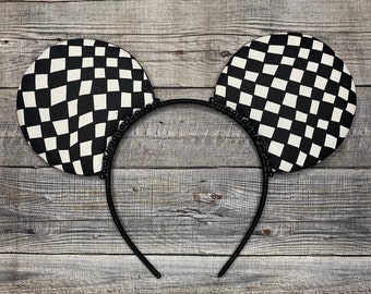 Checkered, Warped, Alice in Wonderland Inspired Mouse Ears