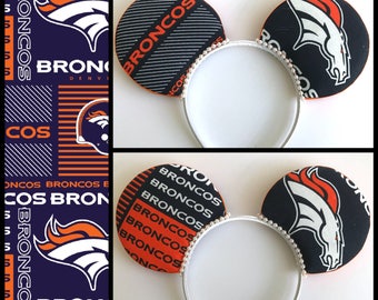 NFL Denver Broncos Mouse Ears *2 Fabric Choices*