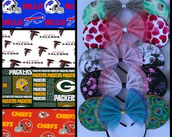 NFL Team Mouse Ears (Bills, Falcons, Packers, Saints, Eagles, Chiefs, etc)