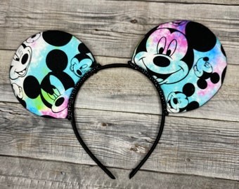MM Mickey Mouse Tie Dye Faces Mouse Ears