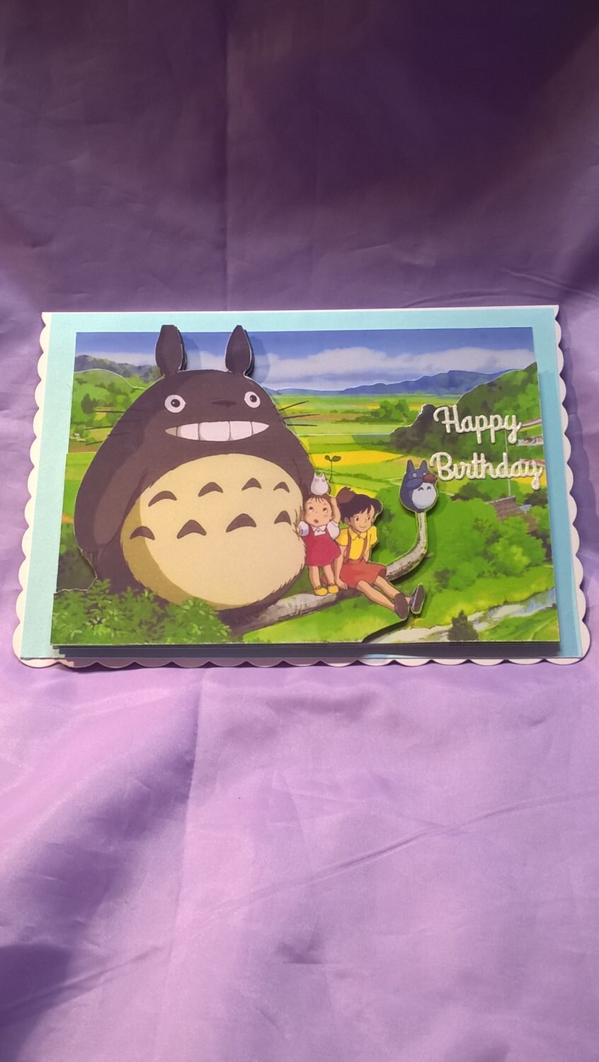 Totoro birthday card with Totoro and his friendsa nameage or | Etsy