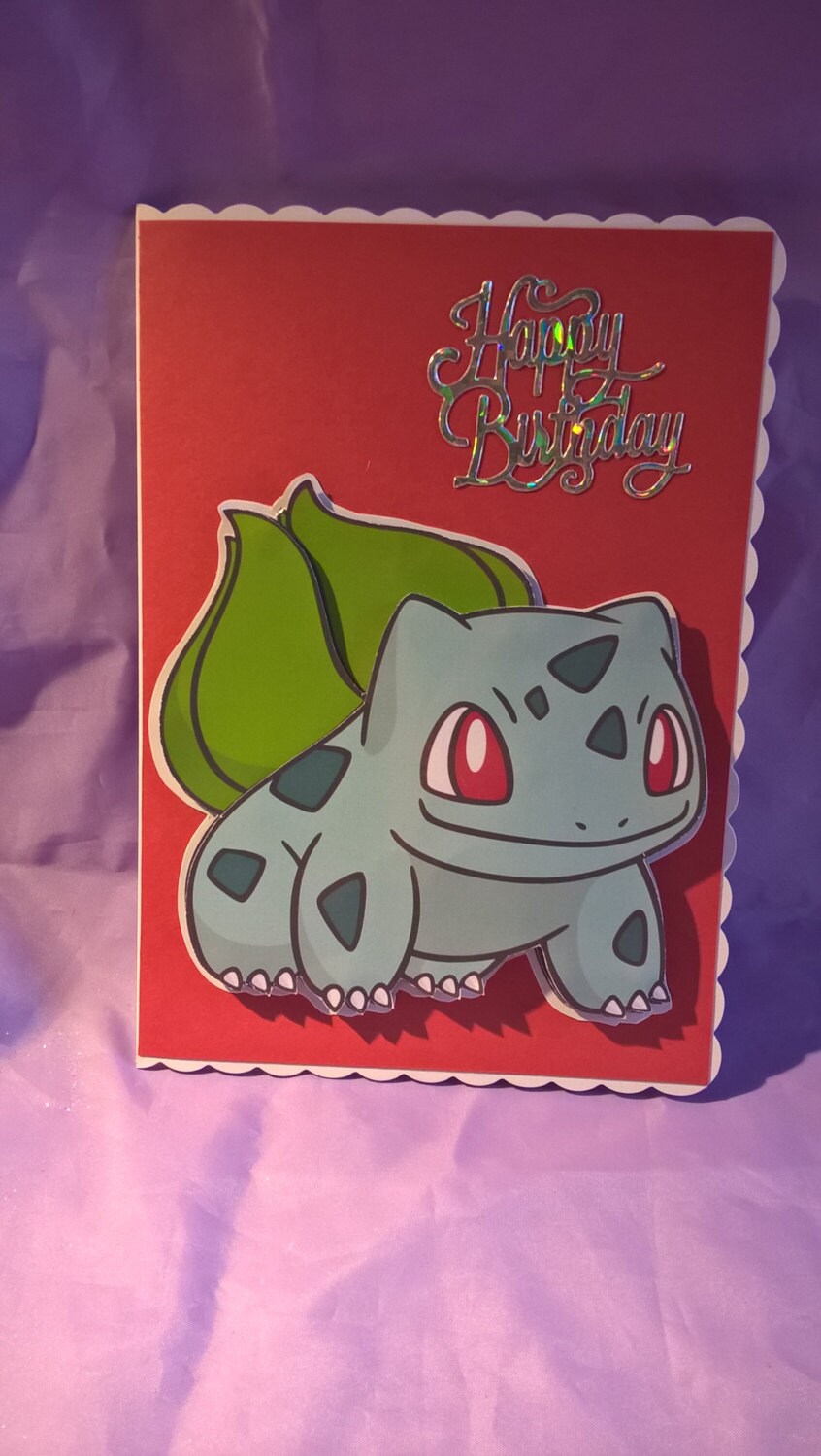 Pokémon bulbasaur birthday card for all Pokémon fansa name | Etsy