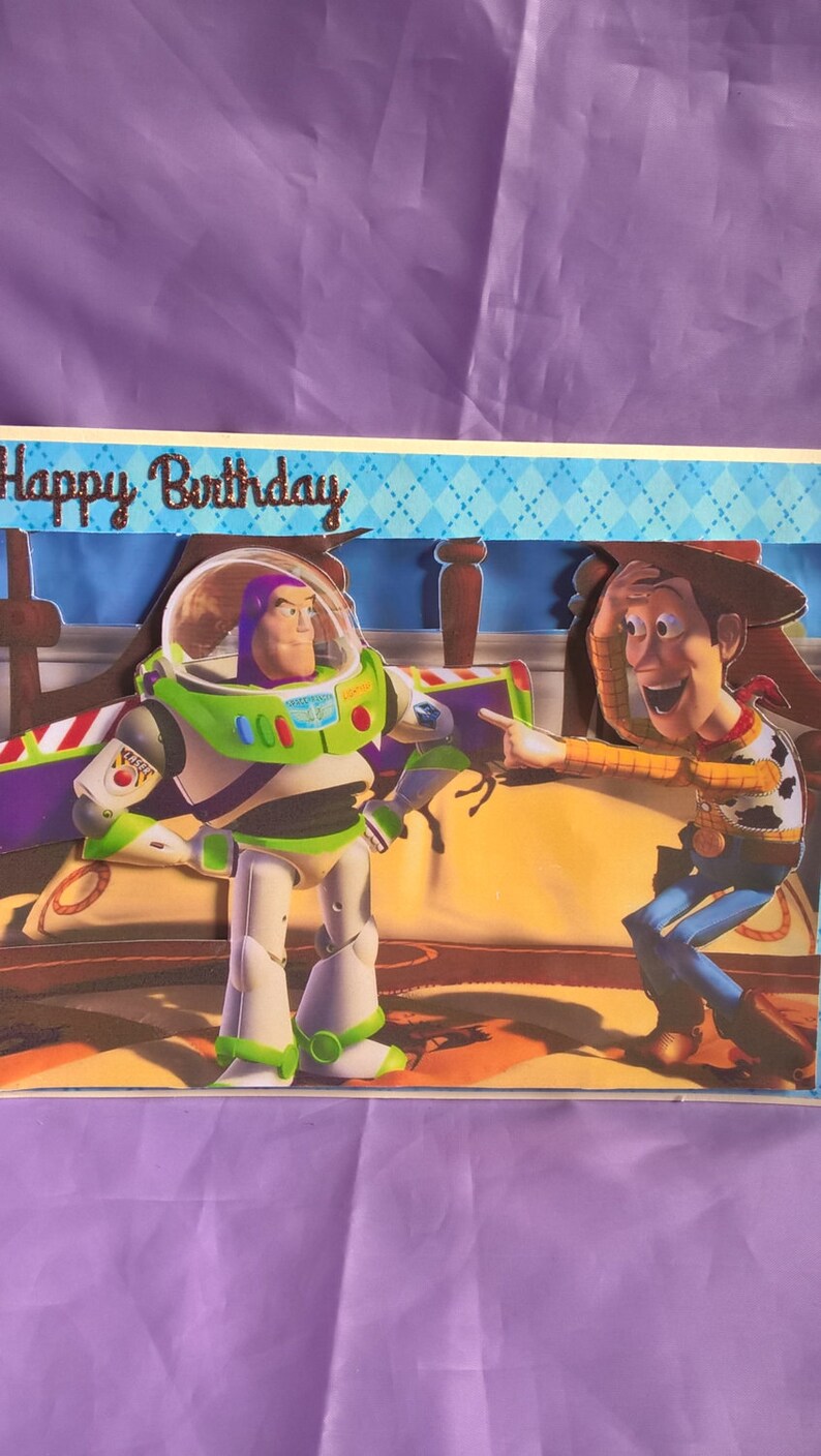 3d toy story card with Woody and Buzzlightyearthis card is Etsy