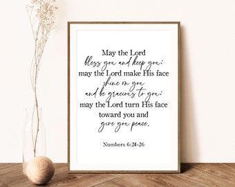 Numbers 6:24-26 Scripture Print, Christian Blessing (Digital Download)