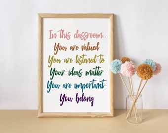 Klassenzimmer Lehrerin Zitat Kunstdruck: You Belong Here (Digitaler Download)