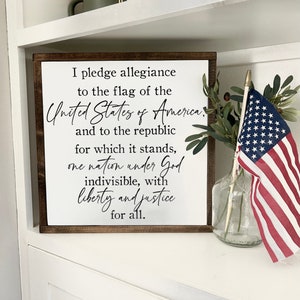 Pledge of Allegiance Wood Sign: Patriotic Americana Wall Art