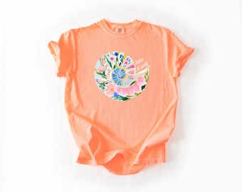 Take It Easy Floral Ocean Graphic Tee, Coastal Reef Design, Watercolor Beach Shirt, Vacation Apparel