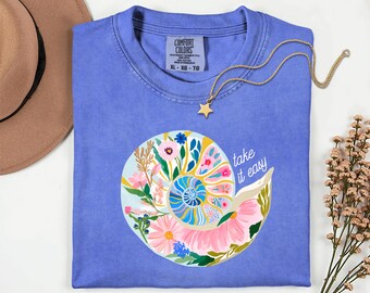 Camiseta playera floral "Tómatelo con calma"