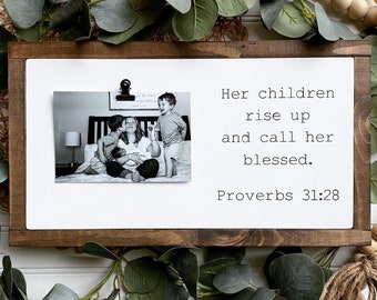 Christian Mother Photo Clip Sign: Blessed Mama Gift