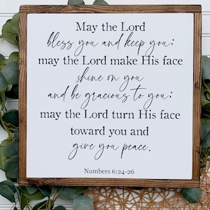 The Blessing Rustic Wood Sign, Scripture Sign for Home, Faith Based Wall Art, Numbers 6, Baptism Gift, Gift for Christian Home