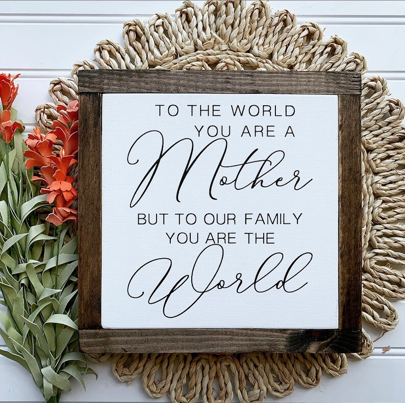 Handmade Mother Wood Sign: Espresso Frame, Painted Lettering image 1