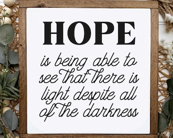 Hope Quote Wood Sign: Rustic Christian Home Decor