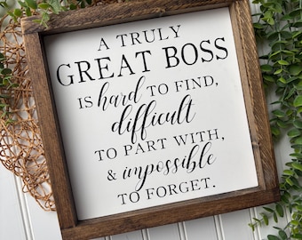 Great Boss Wood Sign, Boss Appreciation Gift, Office Decor For Manager, Rustic Leadership Wall Art, Thank You Gift For Boss, Farewell Gift