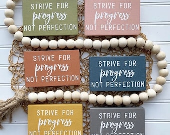 Progress Not Perfection Mini Wood Sign: Motivational Gift