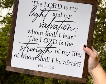 Psalm 27 Scripture Sign: Farmhouse Christian Wall Art