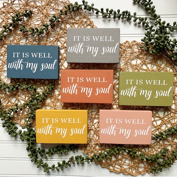 It Is Well With My Soul Mini Sign, Hymn Decor, Tiered Tray Sign