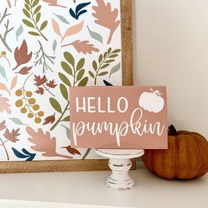 Hello Pumpkin Mini Wood Sign, Shelf Sign, Fall Shelf Decor, Fall Sign