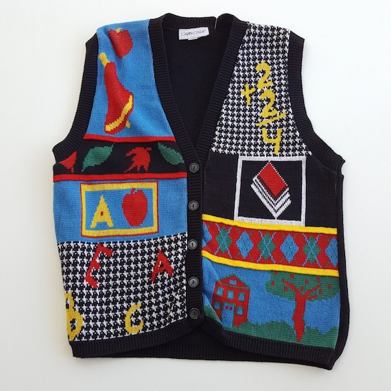 Vintage 90s Sweater Vest Cabin Creek Kindergarten Etsy