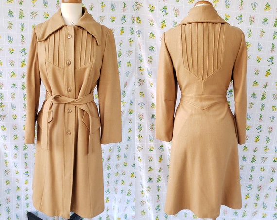 Vintage 70s Peacoat - Camel Colored - Full Length