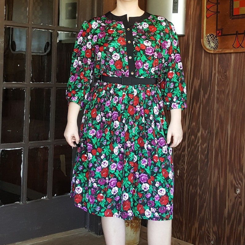 vintage 80s floral dress