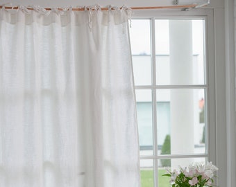 Linen curtain Soft Semi Sheer Linen Curtain Panel Tie Top Curtains Linen Valance Linen Drape Custom Size Curtain Garden Curtains Door Shower