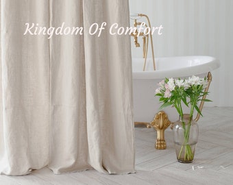 Shower Curtain Linen Soft organic Shower Curtain With Buttonhole Top Linen Bathroom Drape Linen Douche Curtain Bathroom Linen Curtain