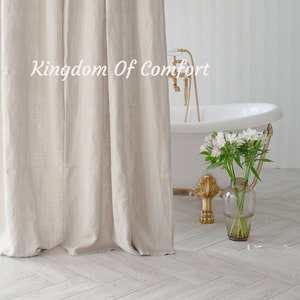 Shower Curtain Linen Soft organic Shower Curtain With Buttonhole Top Linen Bathroom Drape Linen Douche Curtain Bathroom Linen Curtain