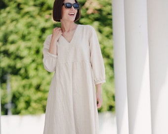 Linen Long Dress Maxi Linen Dress Oversized Soft Natural Linen Dress Farmhouse Style Comfy Linen Dress Linen Clothing Linen Collection