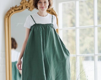 Combinaison ample robe surdimensionnée grande taille lin ensemble jambe large lin femmes combinaison coupe ample barboteuse été Boho lin combinaison