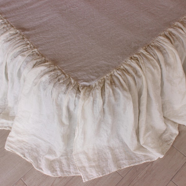 Linen bed skirt Linen Valance Linen Dust Ruffle Linen Bedskirt Pure Organic Linen Bed Cover Twin Full Queen King Custom Sizes US Bed Skirt