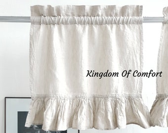 Cafe curtains Linen farmhouse cafe curtains Set of 2 Linen curtain panels kitchen curtains Linen drapes bathroom curtains Valance Curtains