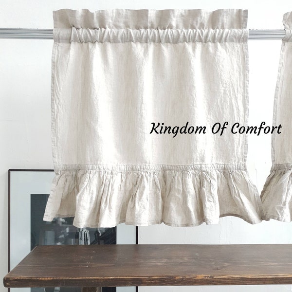 Cafe curtains Linen farmhouse cafe curtains Set of 2 Linen curtain panels kitchen curtains Linen drapes bathroom curtains Valance Curtains