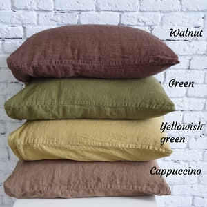 Linen pillowcases in color and size variations. Stonewashed linen pillow cover Standard Queen King EUR. Linen pillowcase / pillow slip/cover