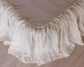 Linen bed skirt Linen Valance Linen Dust Ruffle Linen Bedskirt Pure Organic Linen Bed Cover Twin Full Queen King Custom Sizes US Bed Skirt