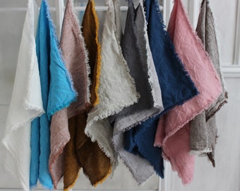 Linen tea towels. Soft organic linen dish towels in 30 colors. Kitchen towels. Hand towels. Dishcloths. Towel. Fringed linen towels