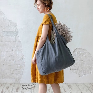 Tote bag. Linen bag. Natural Eco bag. Zero waist shopping bag. Schoolbag. College bag. Linen Market bag available in 30 colors. Hand bag