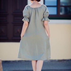 Linen Dress Off The Shoulder Linen Dress Linen Tunic Elegant Linen Dress Summer Linen Tunic Relaxed Loose Fit Dress Women Dress Handmade image 7