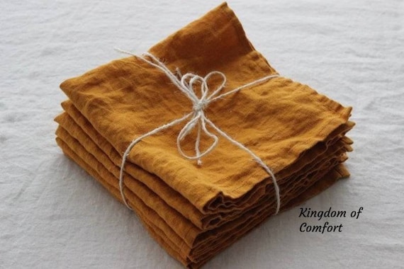 Linen Napkins Bulk, Wedding Napkins Cloth, Golden Brown Napkins