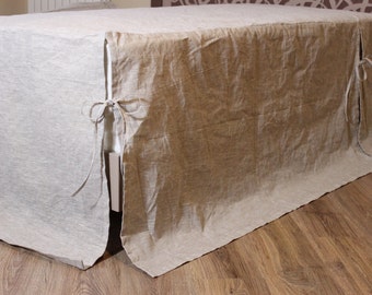 Linen Bedskirt Linen Valance Linen bedspread Coverlet Twin Full King Queen CalKing Twin XL USA Linen bed skirt Linen Dust Ruffle Bed Cover